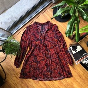 70s Style Retro Red Paisley Top